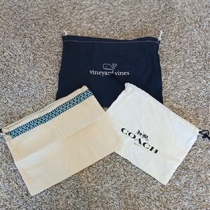 Designer Dust Bag Lot Tory Burch, Vineyard Vines, Coach VGUC